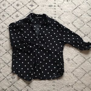 Polka dot collared blouse